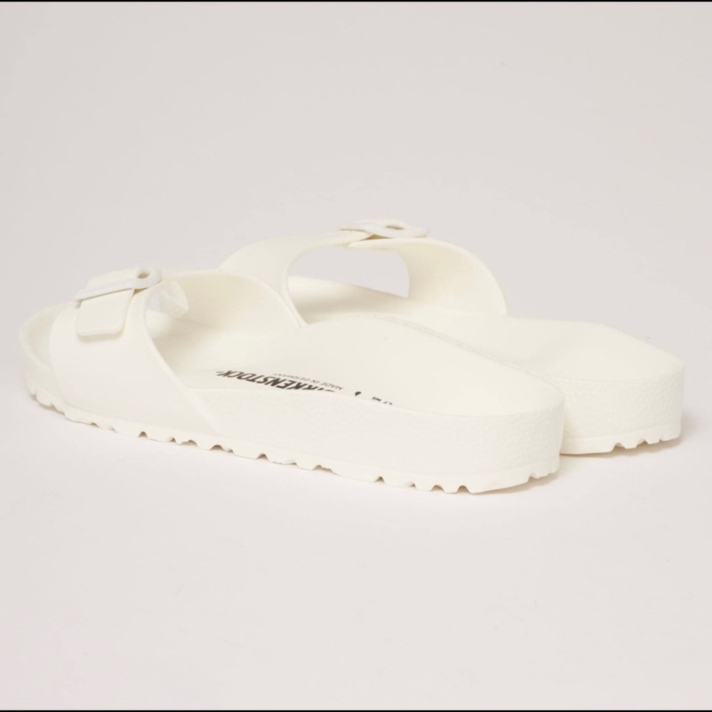 White Birkenstock sandals
